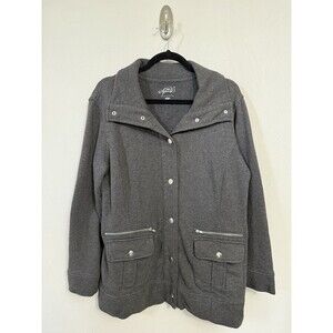 Style & Co Sweatshirt Jacket Gray Pockets Size Large Style WPL8046 100 % Cotton